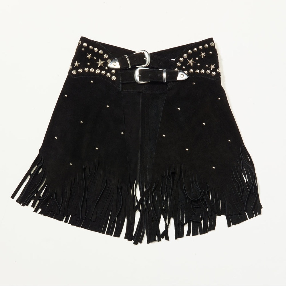 Understated Leather BLACK PARIS TEXAS CHAPSKIRT Size Small